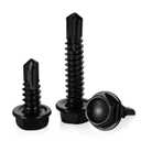 #12 x 2 Hex Washer Head Self Tapping Screws, Self Drilling Sheet Metal Tek Screws, 410 Stainless Steel Black Oxide, 50 PCS