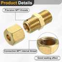 uxcell 5Pcs Brass Compression Tube Fitting, 6mm Tube OD Connector, NPT Thread Compression Union Connectors & Compression Sleeves Ferrules, Brass Straight Coupling Adapter