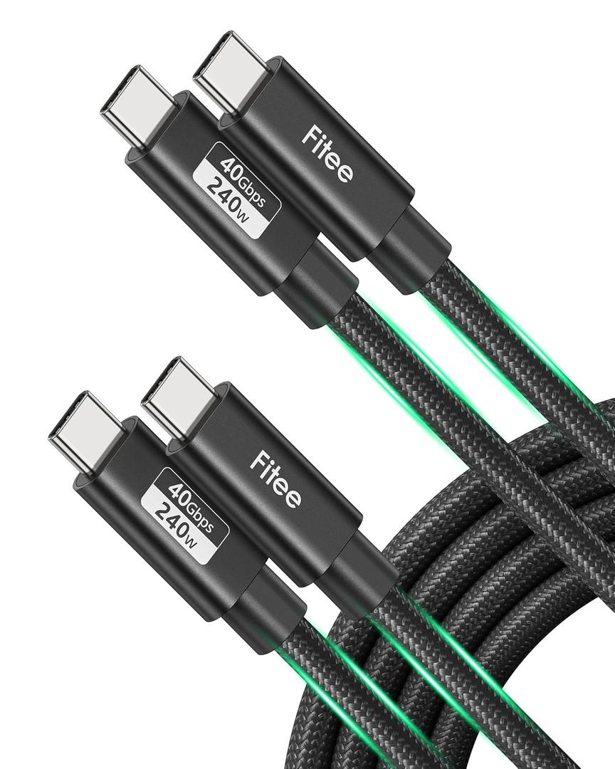 Fitee USB4 Cable for Thunderbolt 4 Cable [2 Pack 5FT], 40Gbps Data Sync, 8K/6K60Hz, 4K144Hz, PD3.1 240W Charging, USB C Thunderbolt Cable for Mac mini, MacBook Pro, PSSD, Display, Docking, Monitor
