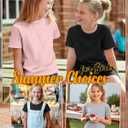 3 Pack Girls Short Sleeve Cute Shirts | Kids Tees, 5-14 Years, Plain, Loose Fit, Multipack, Soft, Crew Neck, Teen, School, Summer, Casual, Athletic, Kindergarten