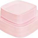 PULOTE 60PCS Pink Square Plastic Plates Disposable - Premium Quality Pink Set Include 30 Dinner / 30 Dessert Plates for Party, Wedding & Valentines Day