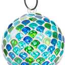 Backyard Expressions Glass Hummingbird Feeder - Blue/Green - Hummingbird Feeders for Outdoors Hanging, Hand Blown Glass Hummingbird Feeder