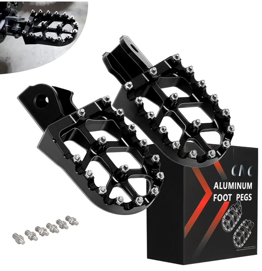 JFG RACING Dirt Bike Foot Pegs,7075 Aluminum CNC Pedals Rests for Surron Light Bee X and S/E Ride Pro S SS SR/CRF150F CRF230F 03-19/CRF250F 19-24/XR150L 15-24/KDX200 83-94-Black