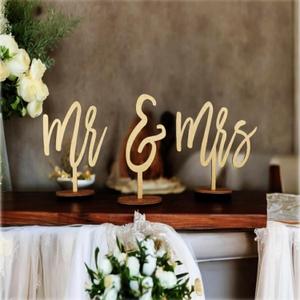 3PCS Wooden Mr and Mrs Sign for Head Table,Lesbian/Bridal Shower Sign for Wedding Party Decorations,Bride and Groom Table Decorations for Engagement Wedding Bridal Shower Party Supplies