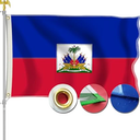 STREBAN Haitian Flag 3x5 Outdoor - Embroidered Design Heavy Duty Polyester with Sewn Stripes, Brass Grommets
