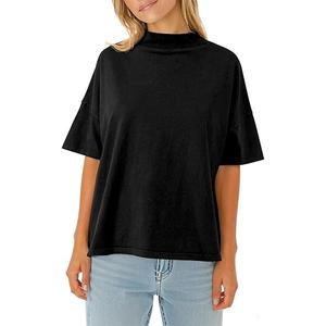 OneWhoYoung Womens Casual T-Shirts Summer V Neck Short Sleeve Loose Tees Tops Summer Basic T-Shirts(Black,XX-Large)