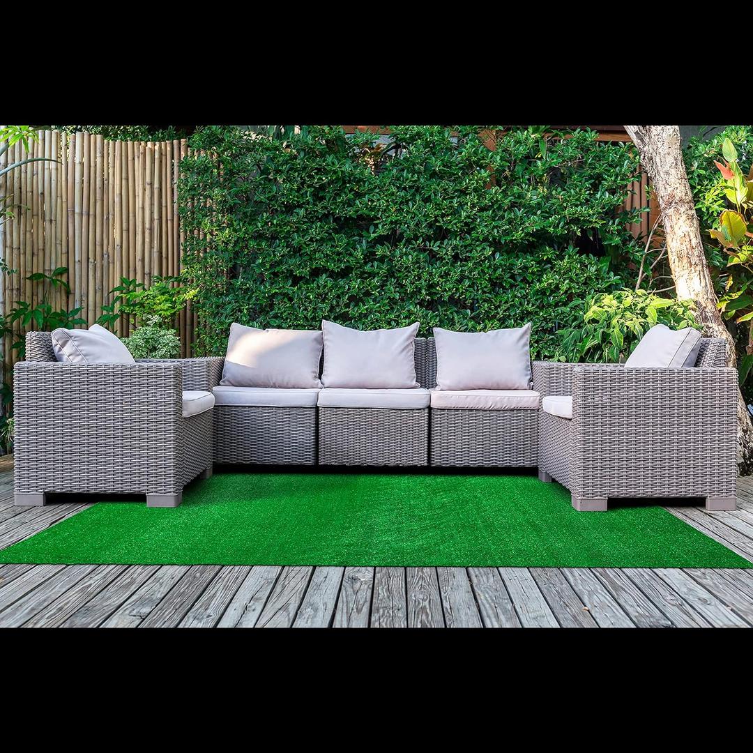 Garland Rug Artificial Grass 7 Ft. X 10 Ft. Large Indoor/Outdoor Area Rug Green -Lush Green, Durable, and Low-Maintenance for Patios, Lawns, and More