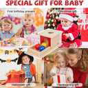 Adena Montessori Wooden Toy for 6-12 Month Baby 3 Balls,Sorting and Stacking Colorful Learning Education Toy for Toddler Kid 1-2 Year Old, Preschool Girl and Boy Gift(Full Size Typical)
