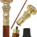 Vintage Brass Handle Victorian Telescope Fold able Wooden Walking Stick, Walking Cane with for Men & Women, Fancy Canes, Ideal Gift