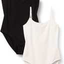 Amazon Essentials Women's Slim-Fit Cami Bodysuit, Pack of 2 Black/White Small