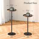Small Round Side Table, Drink Table, Height Adjustable Martini Pedestal Tables Weighted for Small Spaces, Couch, Office, Living Room, Bedroom, Brown