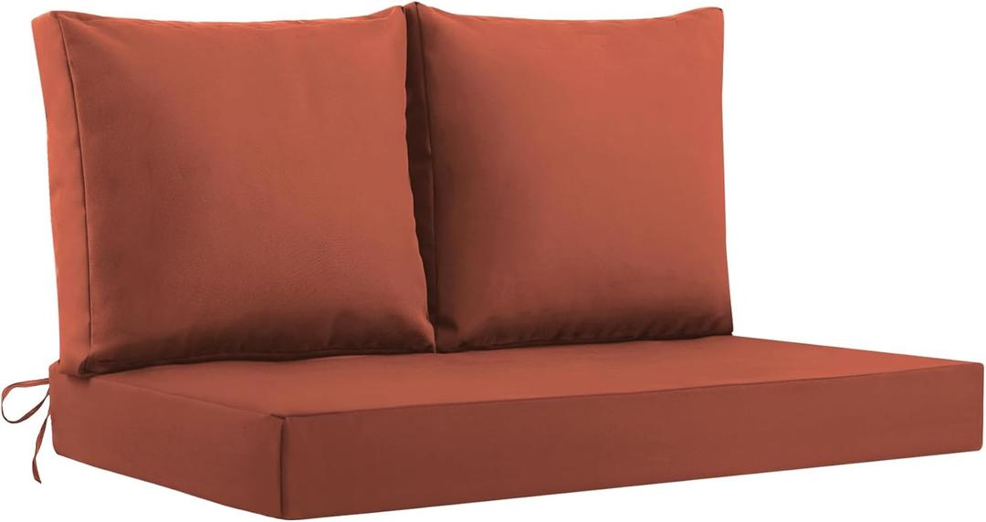 Outdoor Loveseat Cushions Waterproof, 46×26×4 Inch, Fade Resistant Patio Loveseat Cushions for Outdoor Furniture, Outdoor Couch Cushions Set for Bench, Wicker Furniture, Swing, Spice