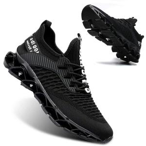 Vooncosir Men's Fashion Sneakers Breathable Mesh Running Shoes Blade Non Slip Soft Sole Casual Athletic Lightweight Walking Shoes(12, All Black)