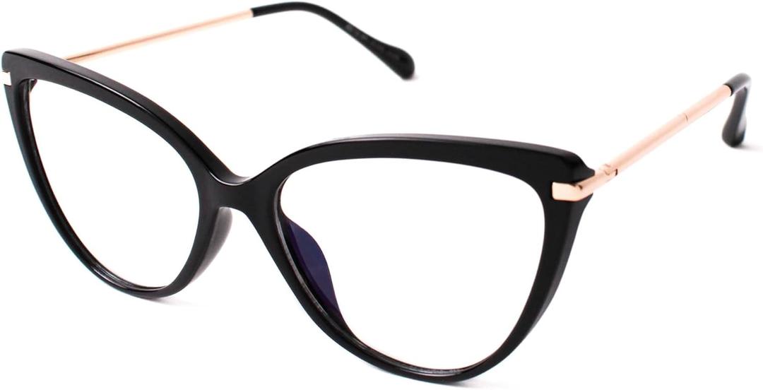2 x Blue Light Glasses for Women - Anti-Eyestrain & UV Glare Protection, Perfect for Computer, Phone (Black)