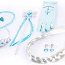 Funna Elsa Costume for Girls Princess Dress Up Halloween Cosplay Party with Accessories Blue, 3T