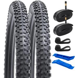 YUNSCM 29" Lightweight Bike Tires 29X2.25 (ETRTO 57-622) and 29" Bike Tubes-120TPI Nylon, Puncture-Resistant, Compatible with Mountain Bike Tires 29x2.20/2.25/2.30"-2 PCS (Y-583)