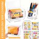 Sherr 2 Pcs Acrylic Pencil Dispenser Sharp and Dull Pen Holder for Classroom with 4 Stickers Transparent Straw Pen Bucket Dispenser Holder for Pencils Storage Home Office Teachers Classroom Supplies