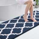OLANLY Bathroom Rugs 70x24, Soft and Absorbent Microfiber Bath Rugs, Non-Slip Shaggy Shower Carpet, Machine Wash Dry, Bath Mats for Bathroom Floor, Tub and Shower, Navy