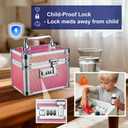Medicine Lock Box with 3-Digit Combination Lock Pink Lockable Storage Box for Medication, Small Lock Box for Valuables, 7" Locking Medicine Box, Lock Box for Home Travel Dorm