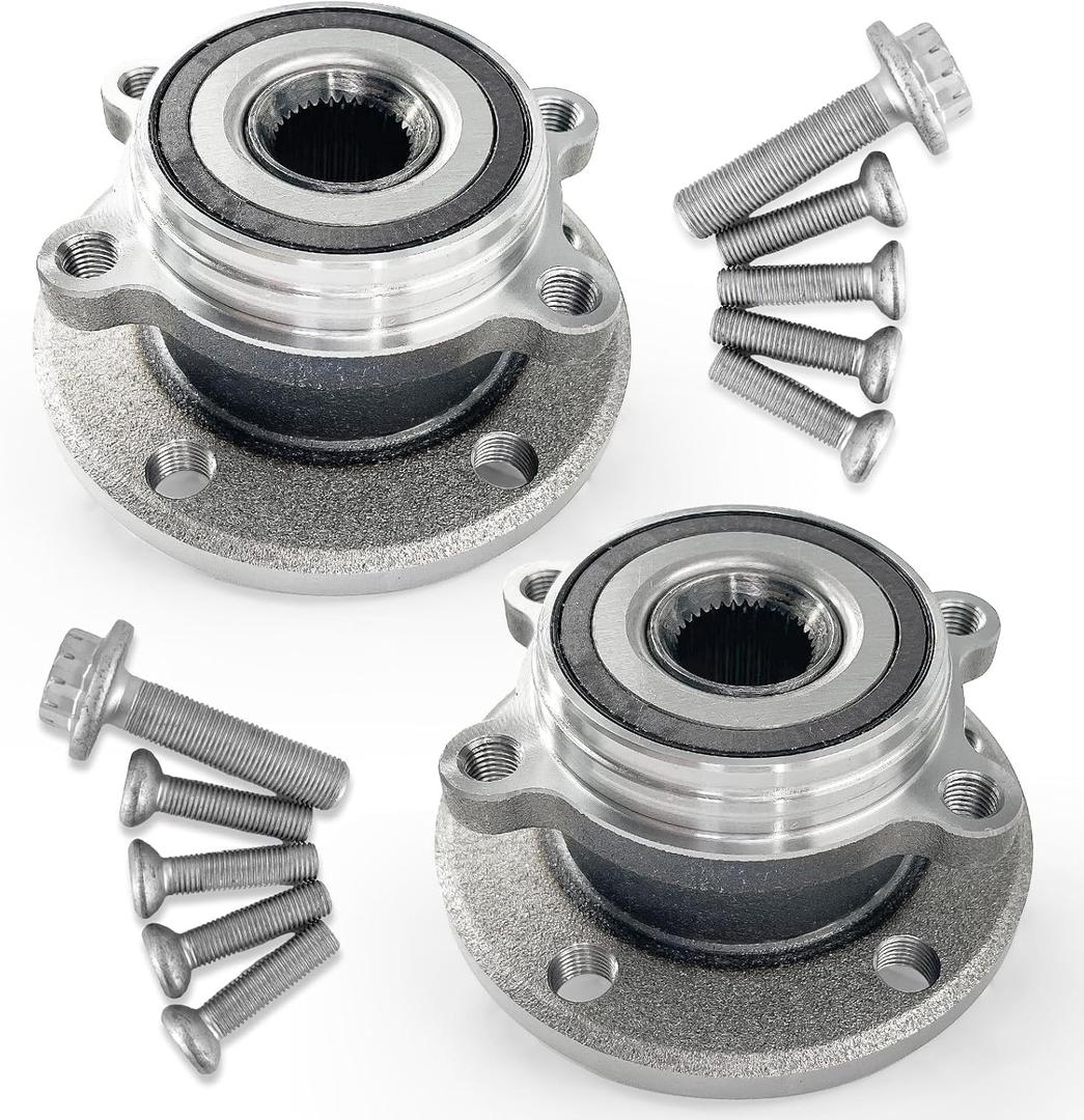Pair 513253 FWD/AWD Front Wheel Bearing Hub Assembly Compatible with Audi A3 Q3 TT, Hub Bearing for VW Beetle CC EOS Golf GTI Jetta City Passat 06-22, R32 Rabbit 06-09, for Tiguan 09-17, 5 Lug w/ABS (OE Size)