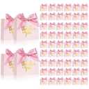 60Pack Small Thank You Gift Bags, 4.5x1.8x3.9 Inches Pink Mini Gift Bags Bulk with Ribbon Wedding Candy Favor Boxes Birthday Party Favor Bags for Baby Shower Anniversary