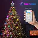 Solar Christmas Tree Lights with Star Topper, 410 LED 6.6FT x 16 Lines Christmas String Lights with 19 Models Timer Remote, Waterfall Tree Lights USB Powered for Xmas Tree(Warm White & Multi-Colored)