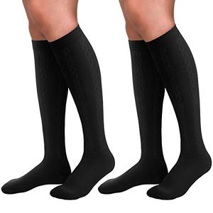 30-40mmHg Plus Size Compression Compression Socks Wide Calf for Women&Men Circulation-Medical Knee High Socks for Support,Hiking,Running(2 Pack Black,XXL-3XL)
