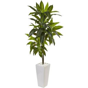 3ft Dracaena Artificial Plant - 36" H x 26" W x 26" D, Real Touch Leaves in White Planter, Ideal for Tight Spaces, Low Maintenance