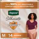 Depend Silhouette Adult Diapers, Incontinence & Postpartum Bladder Leak Underwear for Women, Maximum Absorbency, Medium, Pink, 14 Count
