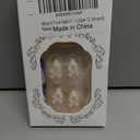 French Tip Press on Nails Medium Almond Fake Nails White Bow False Nails Glossy Pearl Acrylic Nails with Designs Bow Charm Artificial Nails Glue on Nails for Women Girls Manicure Art (Style 12)