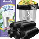 3 Gallon 120pcs Small black Trash Bags(Fit 3-3.2 Gal) Plastic Strong black Garbage Bags,Bathroom Trash Can Bin Liners,Waste Basket Liner,Fit 10-13 Liter, 2.6 Gallon,3 Gallon,3.2Gallon (3-Black120)