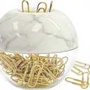 NatSumeBasics Marble Paper Clip Holder Magnetic Cute Paper Clips Dispenser with 100 Gold Paperclips for Desk Organizer Accessories Supplies (Marble)