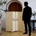 3 Panel Short Panel Divider Screen,3.95 FT Tall Bamboo Room Divider Folding Privacy Screen,Short Panel Divider Freestanding Room Divider for Room Seperation,Beige