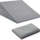 Horbaunal Silver Grey Bed Wedge Pillow Cover with Zipper Design, Wedge Pillowcase Protector with Side Pocket for Storage, 24" L x 24" W x 12" H(Pillow Not Include)