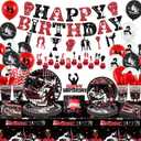KEFAN Boxing Party decorations, Boxing birthday Party Supplies Packs, Fight Sports Wrestling Party Supplies including HAPPY BIRTHDAY Banner, Plates, Balloons, Boxing Party Set Serves 20 (Banner)