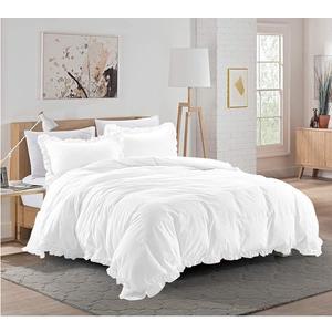 Xtream Fabric Ultra Soft 1 Piece Frilled Duvet Cover with Beautiful Corner Edge Ruffle Comforter Cover 100% Cotton 800 TC Solid Twin/Twin XL Size, White