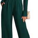 Pink Queen Jumpsuits for Women Dressy Scoop Neck Long Sleeve Wide Leg Romper One Piece Trendy Outfits L