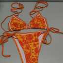 Women's Floral Printed Bathing Suit Halter Paisley Summer Swimsuit Bikinis Set (Medium, Orange)