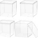 Small Clear Acrylic Box, 4 Pack Plastic Square Cube Containers with Lid Storage Box 2.9 X 2.9 X 2.9 inches/75X75X75mm for Candy Pill and Tiny Jewelry