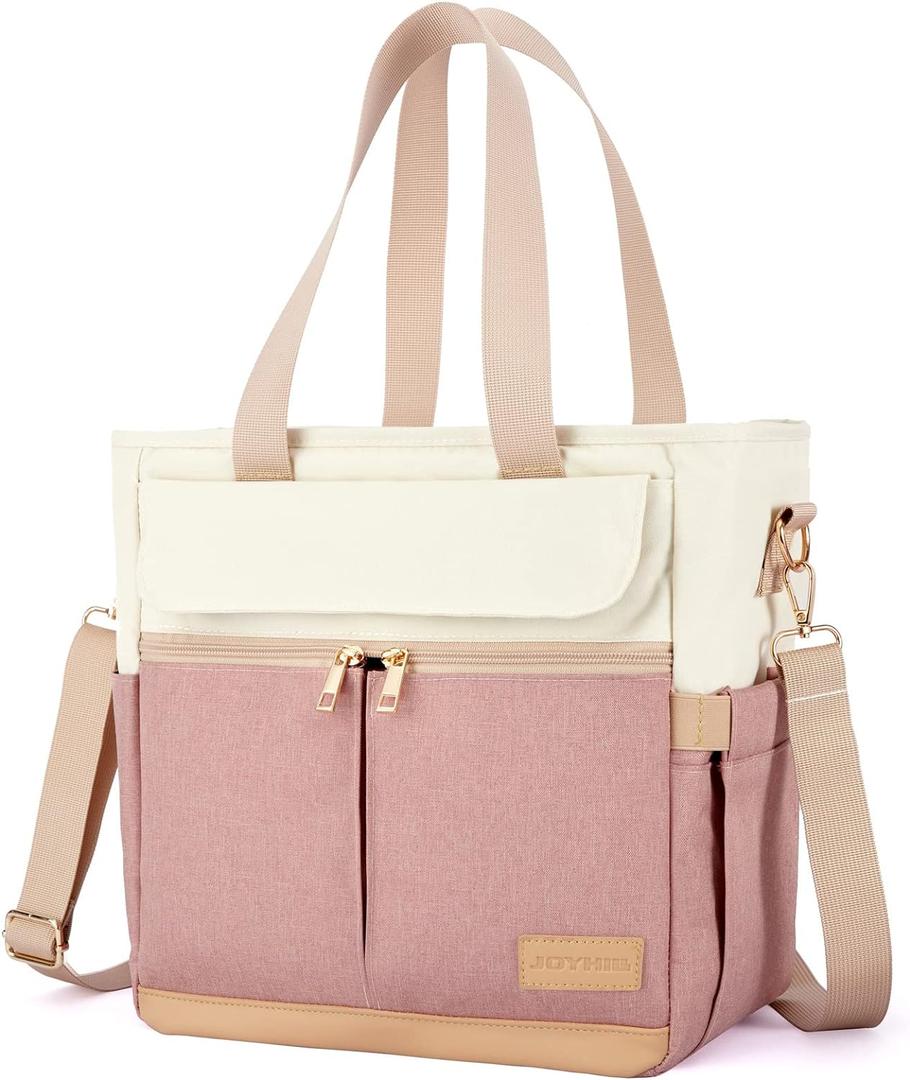 JOYHILL Lunch Bag for Women, Lunch Tote Leakproof Insulated Lunch Box with Shoulder Strap, Adult Reusable Lunch Cooler Tote Bags for Work Picnic Camping Beach (A-PINK)