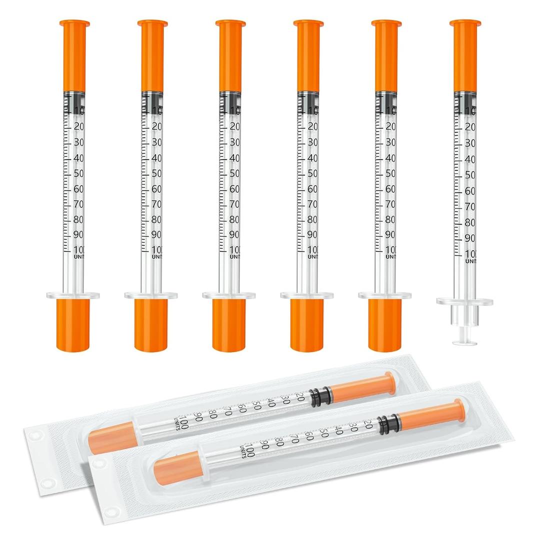 1ml Syringe 31G 5/16" (8mm), U-100 Lab Supplies, Individually Wrapped Pack of 100