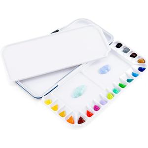 Transon Watercolor Palette Folding with Lid 18wells 2 Mixing Areas and 1 Large Mixing Tray Also for Gouache Acrylic Paint Palette Yellow Color