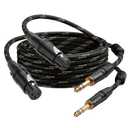 XLR to 1/4 Inch (6.35mm) TRS Cable, Balanced XLR Female to 1/4 Adapter 6FT 2Pack, Quarter Inch to Microphone Cable