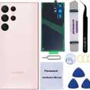 Rear Back Glass Replacement for Samsung Galaxy S22 Ultra 6.8 inches 5G with Reparing Toolkit and Pre-Installed Adhesive (Pink Gold)