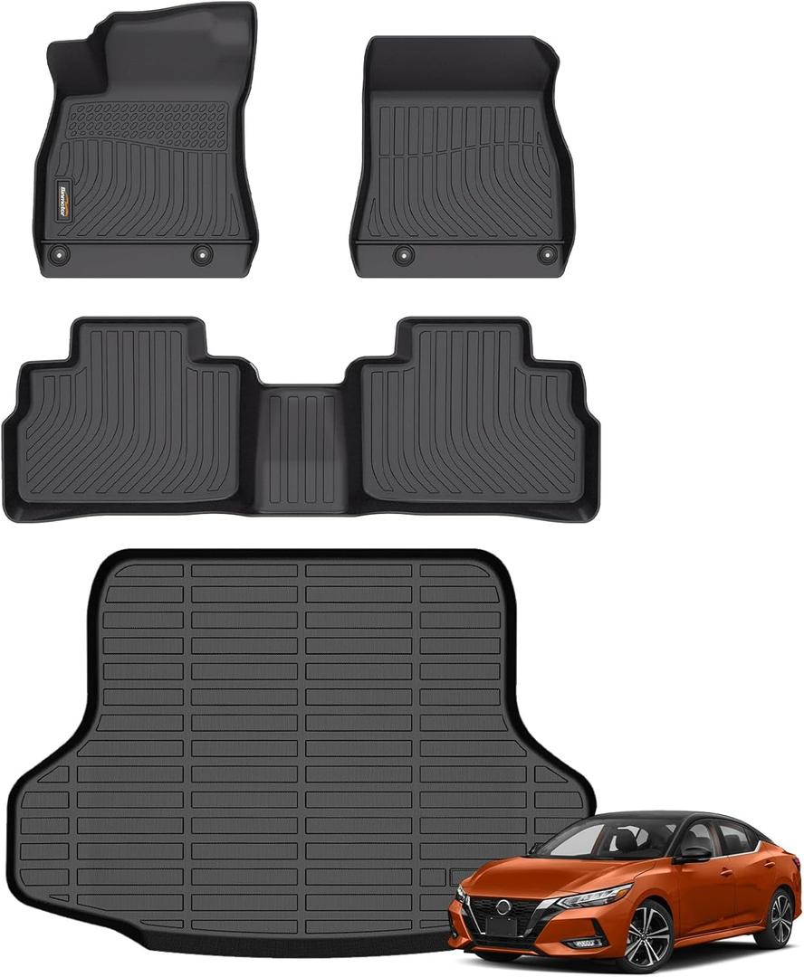 Binmotor-Floor Mats & Cargo Liner Set for Nissan Sentra 2020-2025, All Weather Car Floor Mat for Nissan Sentra SSVSR, Sentra Car Accessories Mats