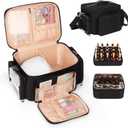 Nail Polish Organizer, Nail Polish Storage Holds 42+ Bottles & Nail Lamp, Portable Travel Nail Kit Storage Carrying Case Fits Nail Suppiles, Gift for Manicurist, Grils - Black (02-Nylon Black)