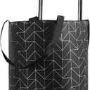 Foldable Shopping Trolley with Wheels - 2 in 1 Reusable Grocery Tote Bag for Travel (Black)
