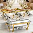 Chafing Dishes for Buffet 4 Pack 8QT Gold Buffet Warmers Sets
Stainless Steel Mirror-Like Polished Finish Food Warmers for Parties Events Weddings, Indoors and Outdoors