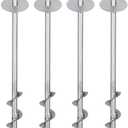 Galvanized Steel Ground Anchor Stakes, 12 Inch Length, 3/8 Inch Rod, 2 Inch Washer Head, 4 Inch Spiral Flights 4 Spiral Units per Pack/Order