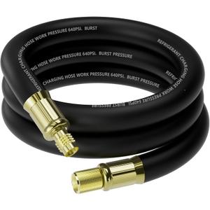 1/2" HVAC Vacuum Hose, 3/8" to 1/4" SAE Fittings High-Flow Refrigerant Hoses, 20 Microns Vacuum Pump Hose Faster HVAC Evacuation and Recovery, 6 Feet Vacuum Certified Refrigerant Hoses
